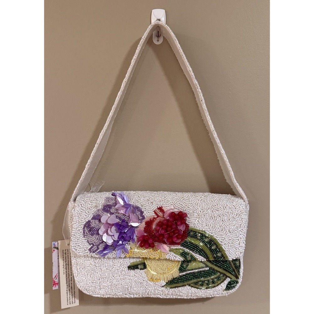 Viral Made Handcrafted In India Beaded Floral Shoulder Bag New With Tags In Hand